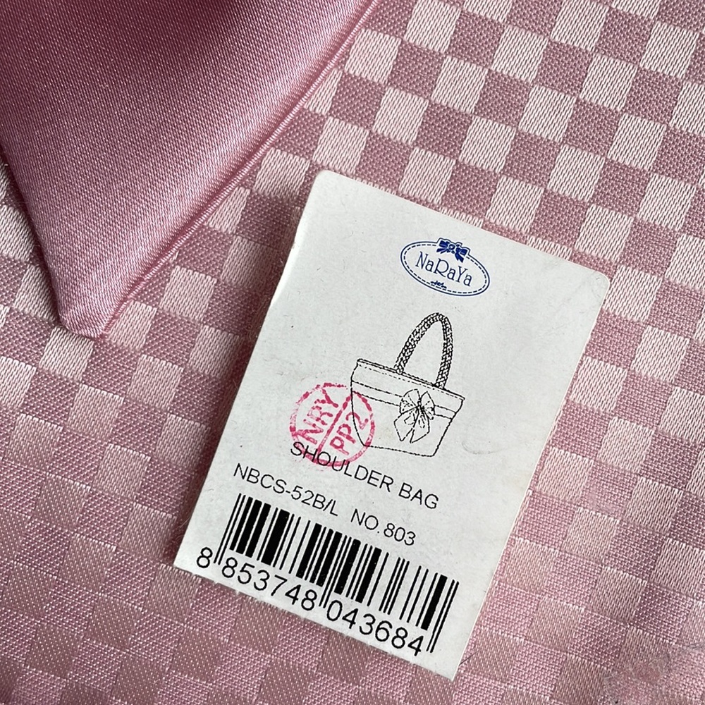 Naraya checkered pink quilted bow tote shoulder bag - Picture 13 of 15